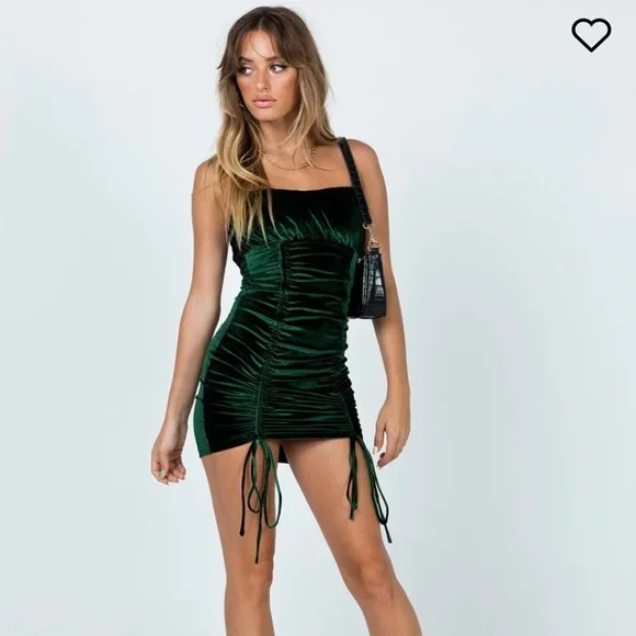 princess polly emerald green dress Iridescent Plunge Maxi Dress Olive Green main image 1